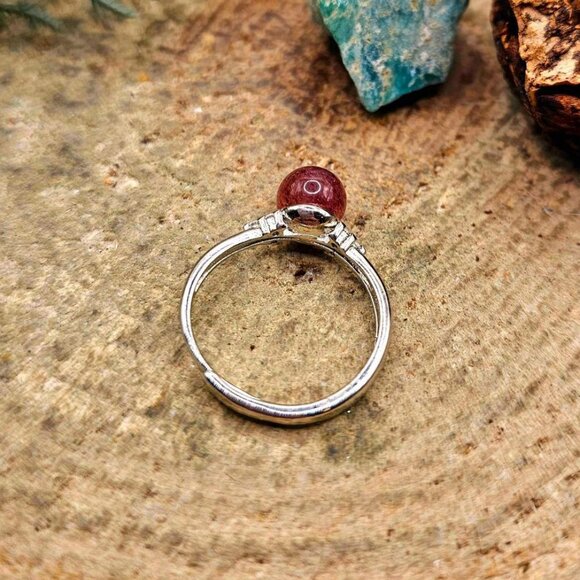 Beautiful Nature Strawberry Quartz Adjustable Ring - Picture 10 of 10